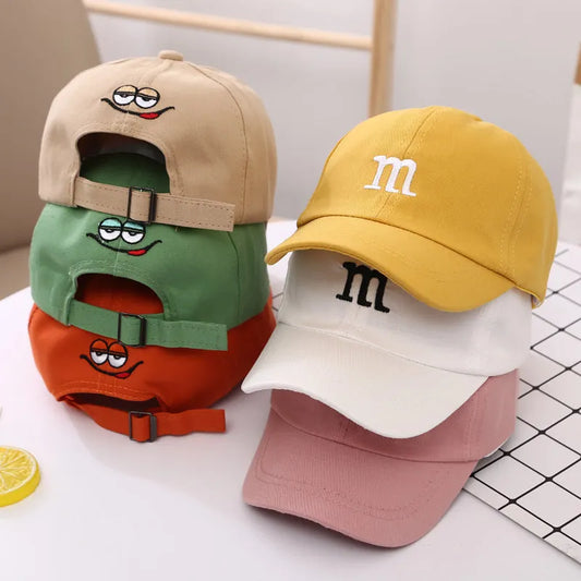 Baseball Cap Boy Letter M Embroidered Children's Cotton Spring and Autumn Hat Cap - Enfance-Heureuse