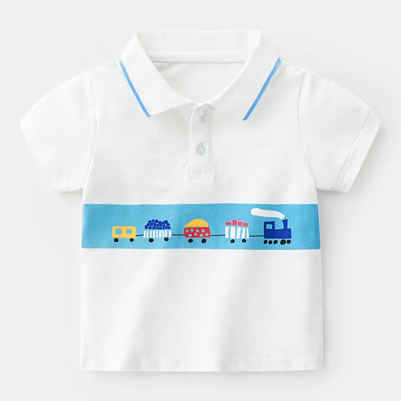 Bande dessinée De Voiture Garçons À Manches Courtes Polo Shirt - Enfance-Heureuse