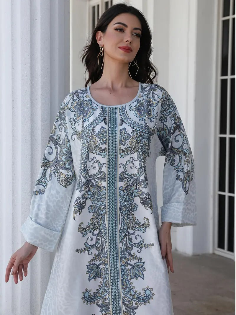 Women's Printed Long Sleeved Robe Dress - Soft And Elastic - Enfance-Heureuse