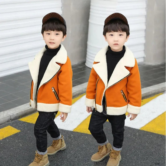 Children's Thickened Fleece Wool Top Lamb Wool Coat - Enfance-Heureuse