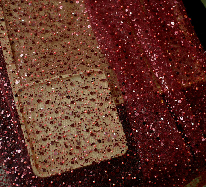 Sequined Pearl Embroidery Lace Asymmetric Single Sleeve Dress - Enfance-Heureuse