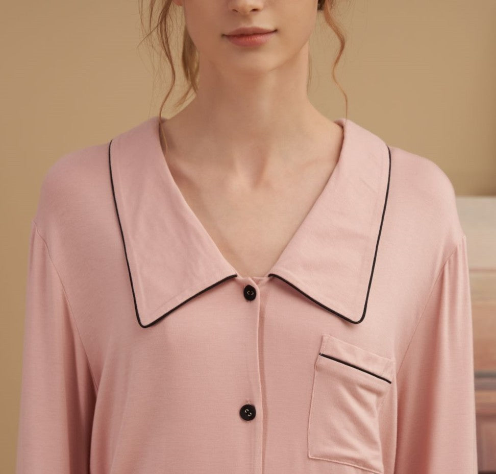 Women's Fashion Peter Pan Collar Modal Short-sleeved Shorts Two-piece Set - Enfance-Heureuse