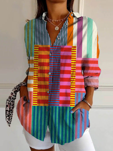 New Women's Long Sleeved Shirt For Summer Fashion, 3D Printed Shirt With Floral Pattern - Enfance-Heureuse