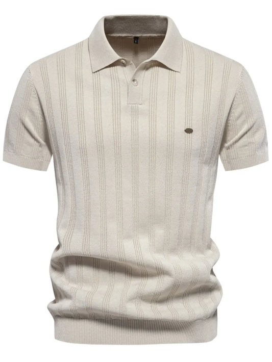 Men's Collared Neck Short Sleeve Knit Polo - Enfance-Heureuse