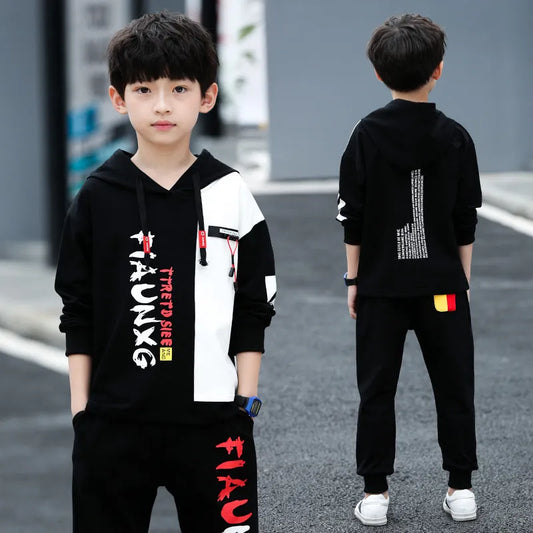 Children's Boys Spring And Autumn Clothes Foreign Style Sports Two-Piece Suit - Enfance-Heureuse