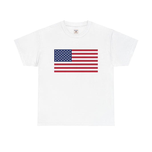 Patriotic Unisex Heavy Cotton Tee - American Flag Design - Enfance-Heureuse