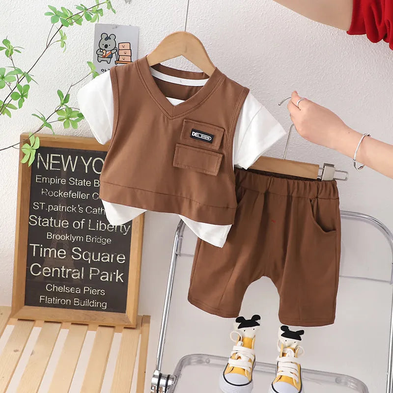 Traje de verano para niños Ropa de verano de manga corta