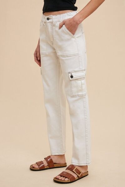 Annie Wear Straight Leg Jeans with Cargo Pockets - Enfance-Heureuse