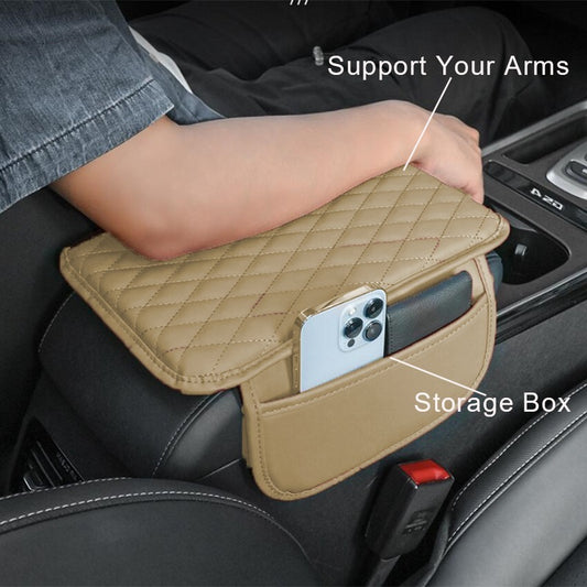 Car Armrest Box Reinforced Pad With Side Storage Bag - Enfance-Heureuse