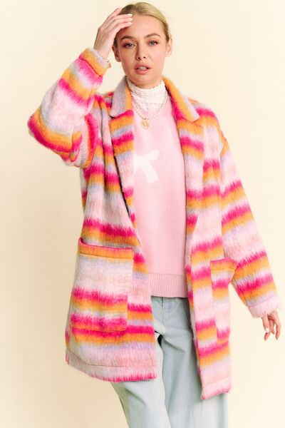 Abrigo abierto con bolsillos y rayas en contraste de Davi & Dani