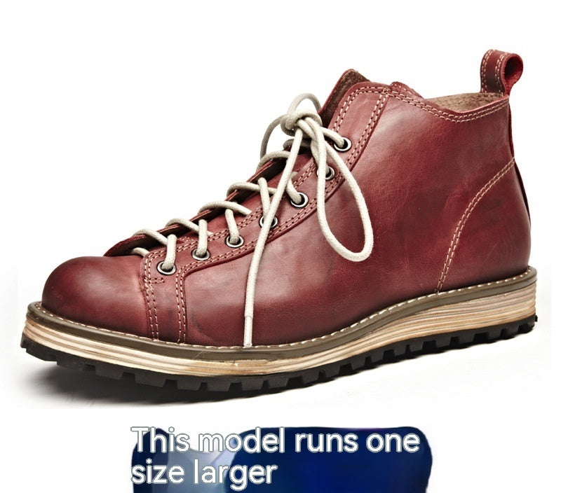 Men's Vintage Leather Big Toe Martin Boots - Enfance-Heureuse