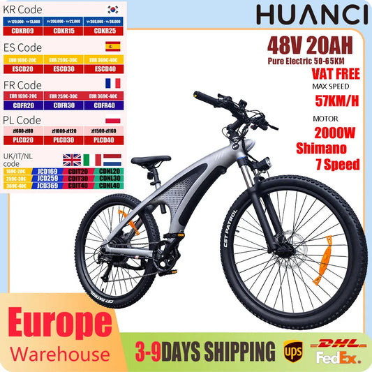 HX Q5 2000W Ebike Adult Electric Mountain Bicycle 27.5 inch Electric Bike 57km/h Removable battery Moped E Bikes Road Bike - Enfance-Heureuse