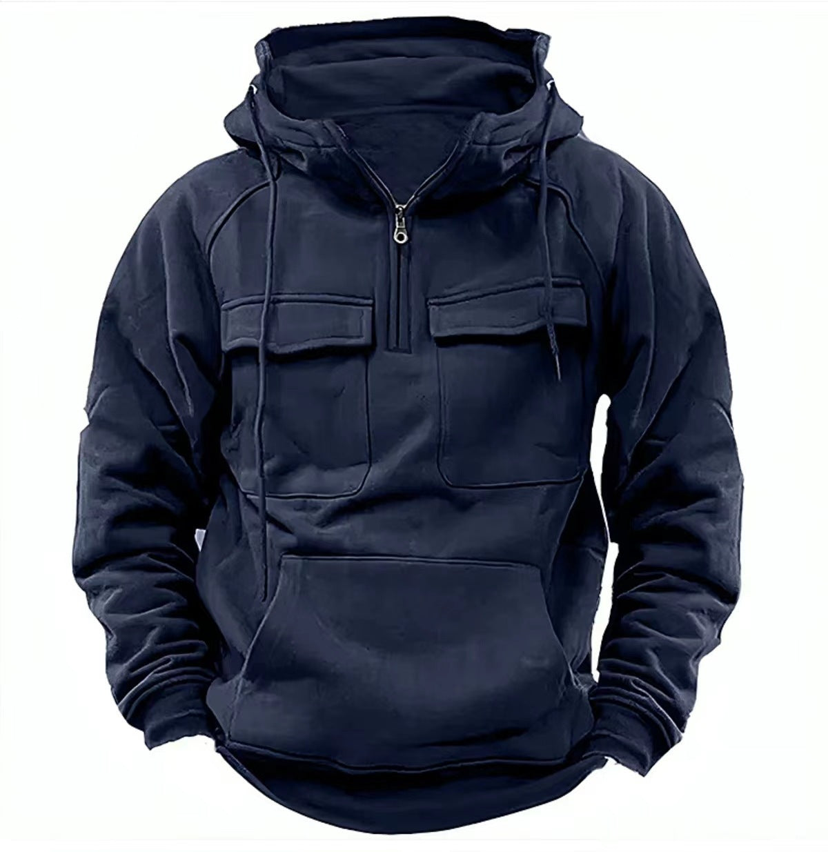 Sudadera con capucha y cremallera para hombre, con cordón y bolsillo, estilo informal y deportivo.