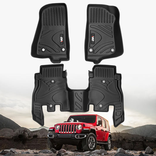 Car Floor Mats For J EEP Wrangler JL 2018 4 Doors Model, Waterproof And Stain-resistant TPE,Black 3 PCS. - Not Fit For Jeep Wrangler JK Or 4XE - Enfance-Heureuse