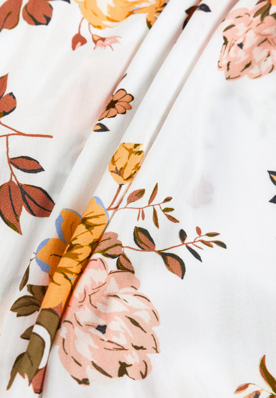 Printed V-Neck Flare Sleeve Mini Dress - Enfance-Heureuse