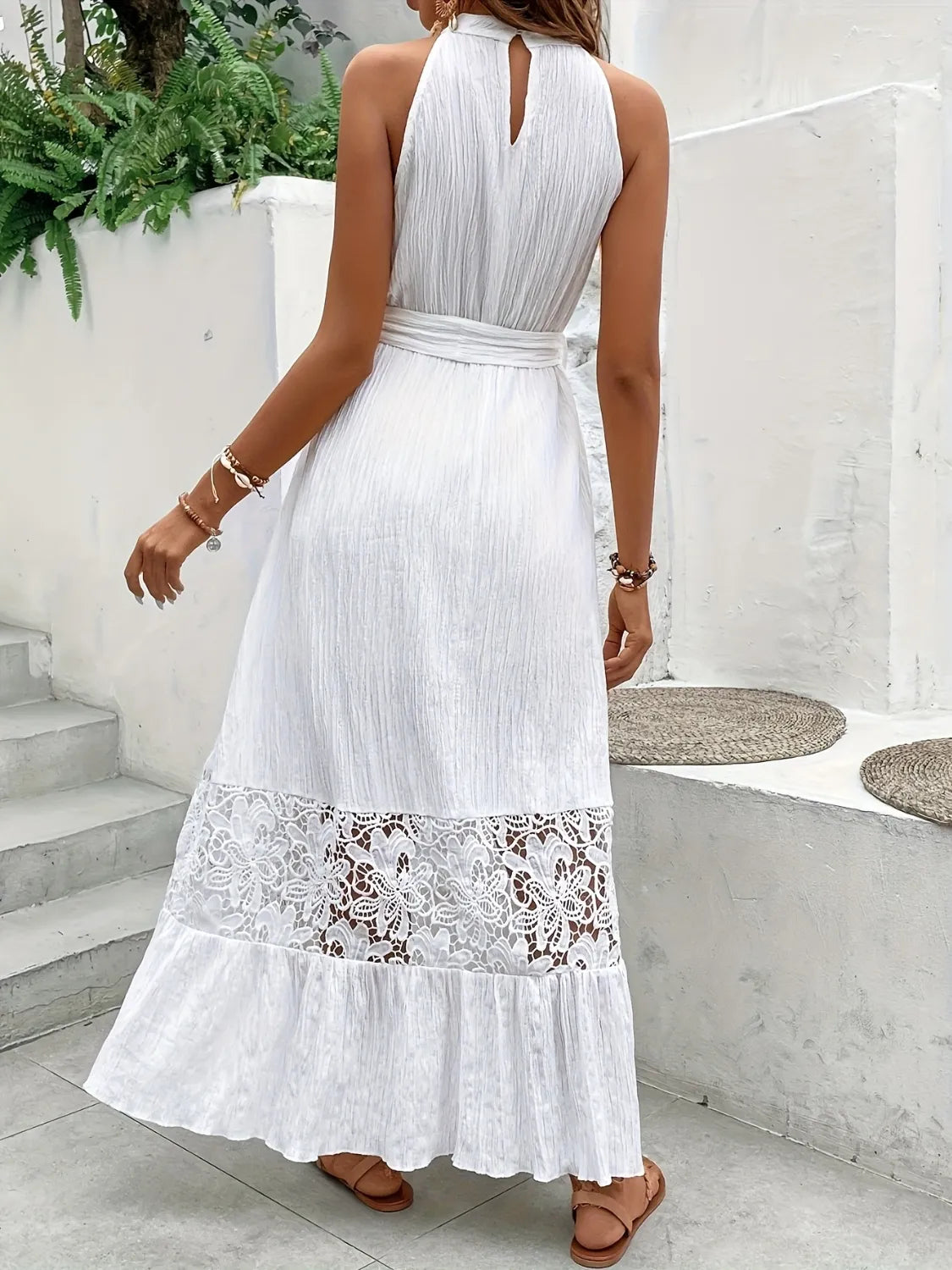 Lace Detail Sleeveless Maxi Cami Dress - Enfance-Heureuse