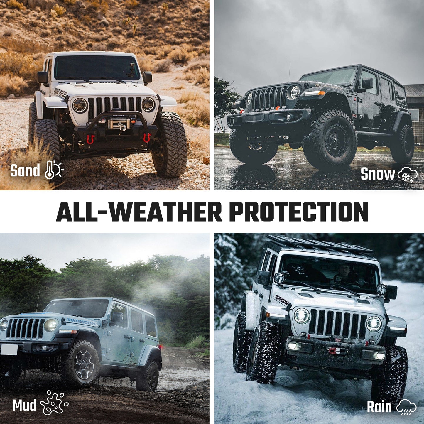 Car Floor Mats For J EEP Wrangler JL 2018 4 Doors Model, Waterproof And Stain-resistant TPE,Black 3 PCS. - Not Fit For Jeep Wrangler JK Or 4XE - Enfance-Heureuse