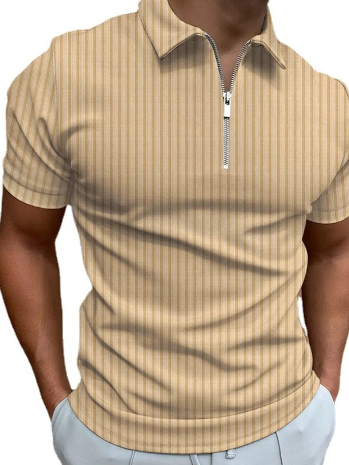 Men's Full Size Collared Neck Short Sleeve Polo Plus Size - Enfance-Heureuse
