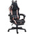 Bonita silla gamer de carreras, de piel sintética, con reposapiés, reposacabezas y soporte lumbar, color negro.