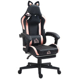 Bonita silla gamer de carreras, de piel sintética, con reposapiés, reposacabezas y soporte lumbar, color negro.