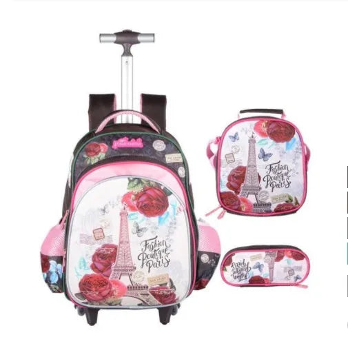 Three-piece Trolley Bag For Primary School Students - Enfance-Heureuse