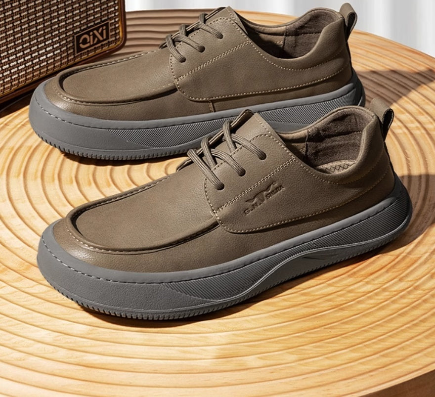 British Retro Brown Big Toe Casual Leather Shoes - Enfance-Heureuse