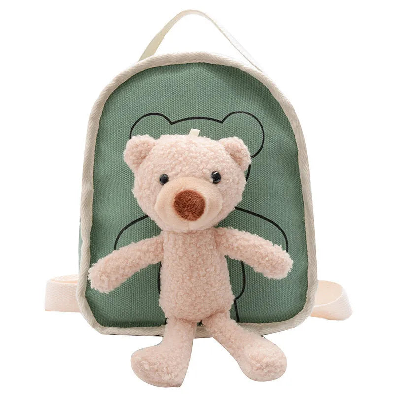 Cute Bear Doll Mini Canvas Kindergarten Backpack - Enfance-Heureuse