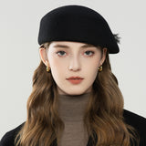 Autumn And Winter Retro Style Feather Decorative Wool Beret