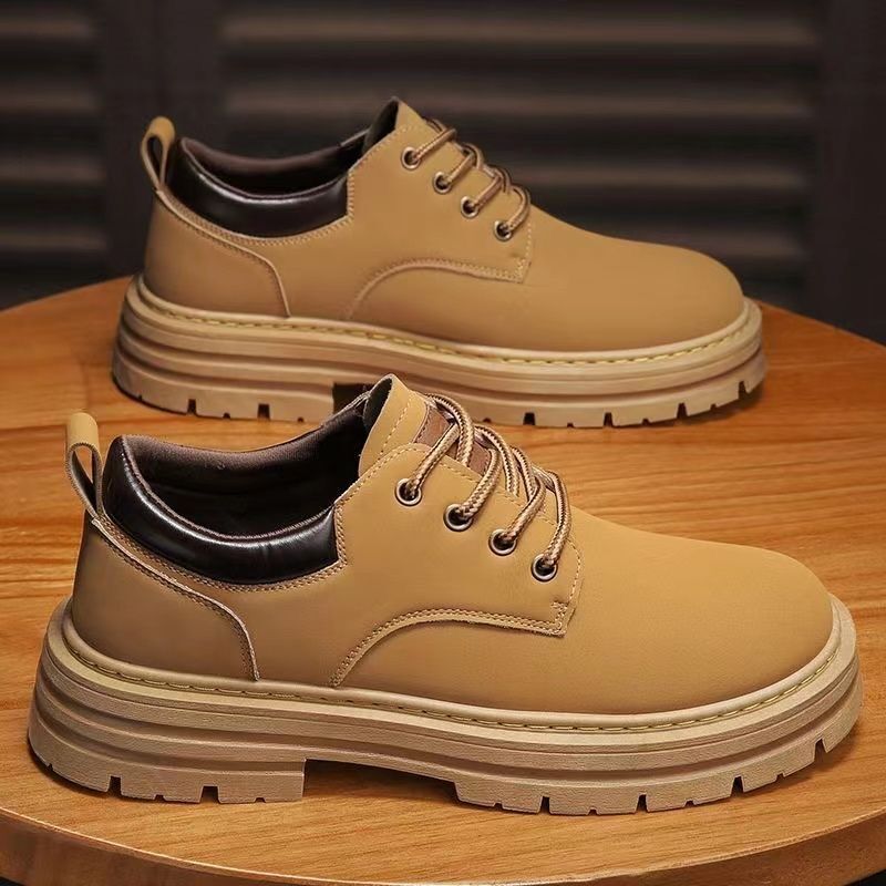 Autumn New Breathable Martin Men's Platform Leather Shoes Casual Boots - Enfance-Heureuse