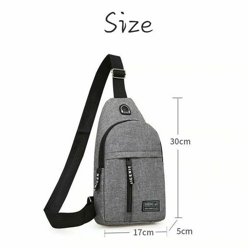 Mens Sling Bag Cross Body Handbag Chest Bag Shoulder Pack Sports Travel Backpack Gray - Enfance-Heureuse