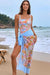Square Neck Printed One-Piece Swimwear and Cover Up Swim Set - Enfance-Heureuse
