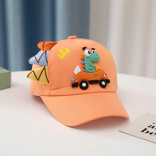 Dinosaur Car Peaked Cap Korean Style Boys And Girls Embroidery - Enfance-Heureuse