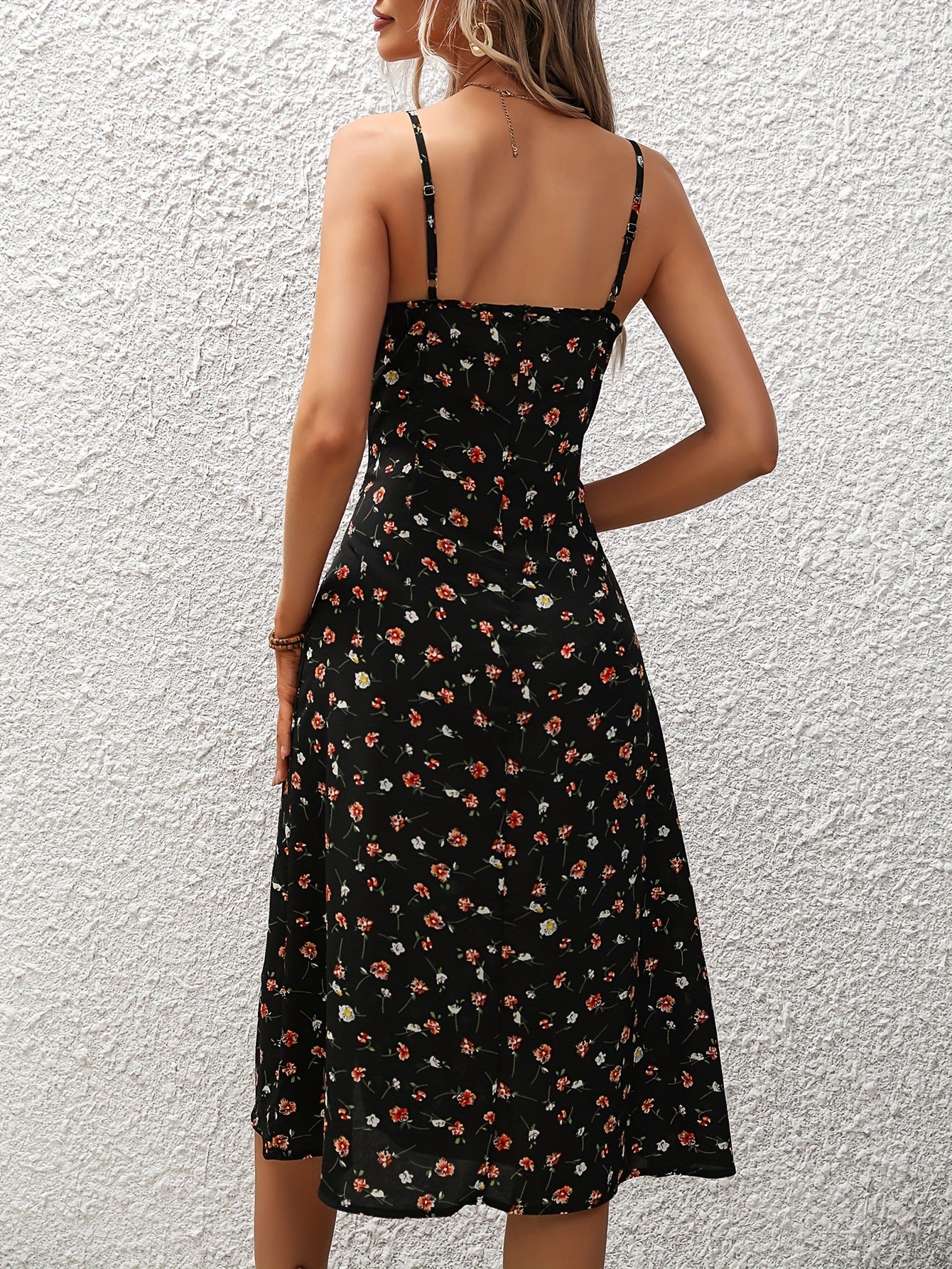 New Polka Dot Print Suspender Dress Summer Sexy Split Long Dresses For Womens Clothing - Enfance-Heureuse
