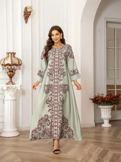 Arab Style Women's Long Robe Printed Dress - Enfance-Heureuse