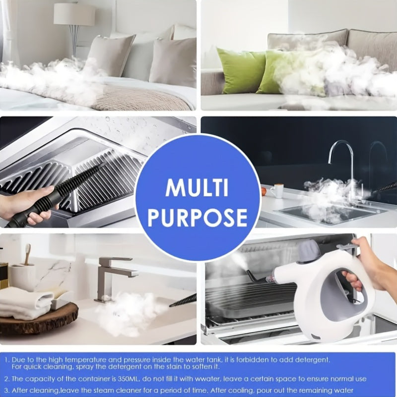 Handheld Multi-Surface Pressurized Steam Cleaner With 12 Accessories, Multi-Purpose Steam Generator For Household Water Tank, Natural Steam Cleaning, Yellow - Enfance-Heureuse