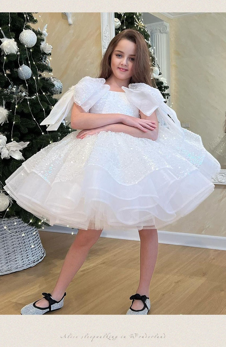 Girls' White Birthday Party Formal Dress Skirt - Enfance-Heureuse