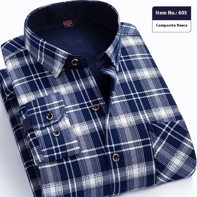 Thickened Velvet Padded Shirt Thermal Plaid - Enfance-Heureuse