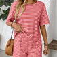Striped Round Neck Short Sleeve Top and Shorts Set - Enfance-Heureuse