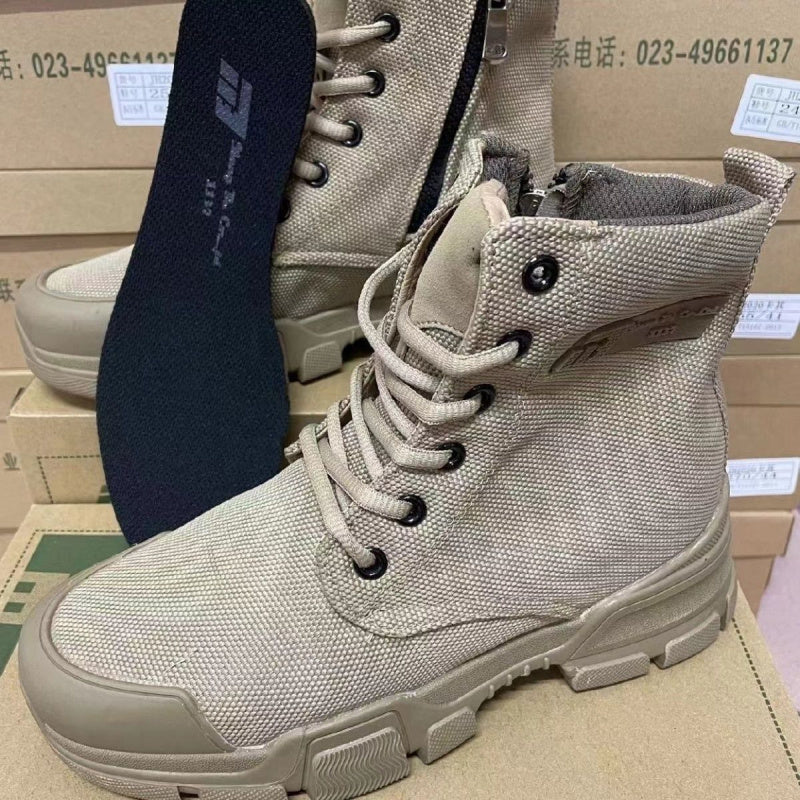 High-top Labor Protection Tooling Canvas Martin Boots Thick Bottom Waterproof - Enfance-Heureuse