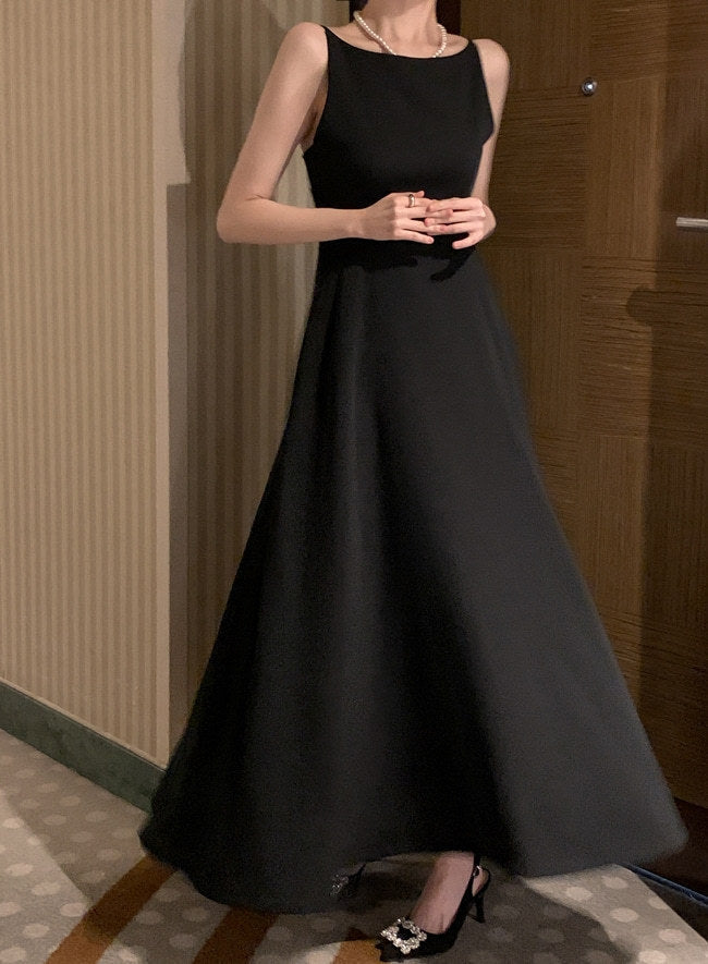 Off-shoulder Sleeveless Waist Slimming Dress - Enfance-Heureuse