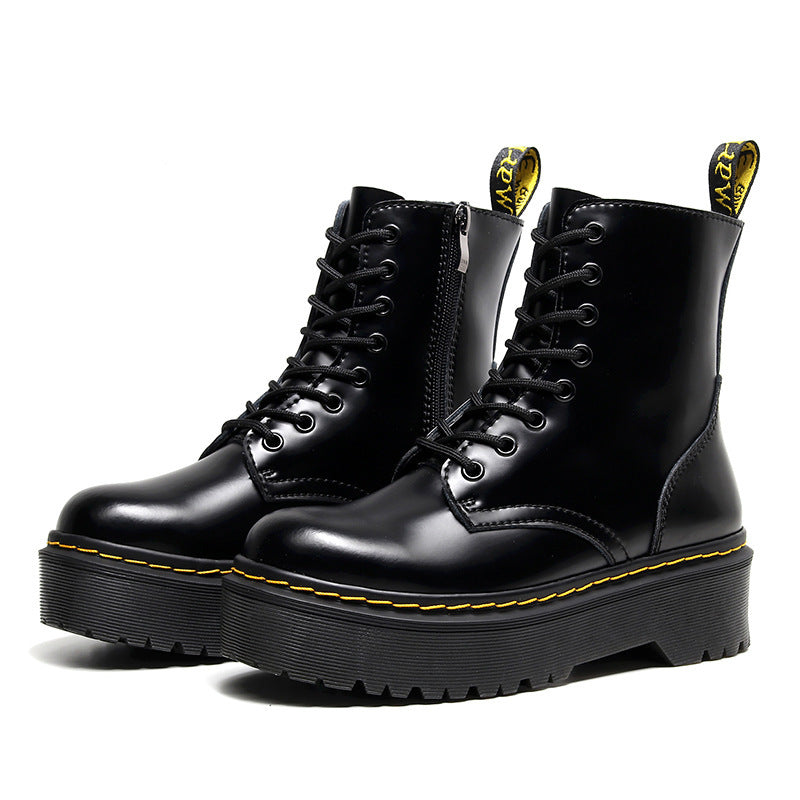 Muffin Bottom Lace-up Motorcycle Boots - Enfance-Heureuse