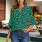 Womens Ruffle 3 4 Sleeve Chiffon Blouses Dressy Casual Trendy Shirts V Neck Business Work Top - Enfance-Heureuse