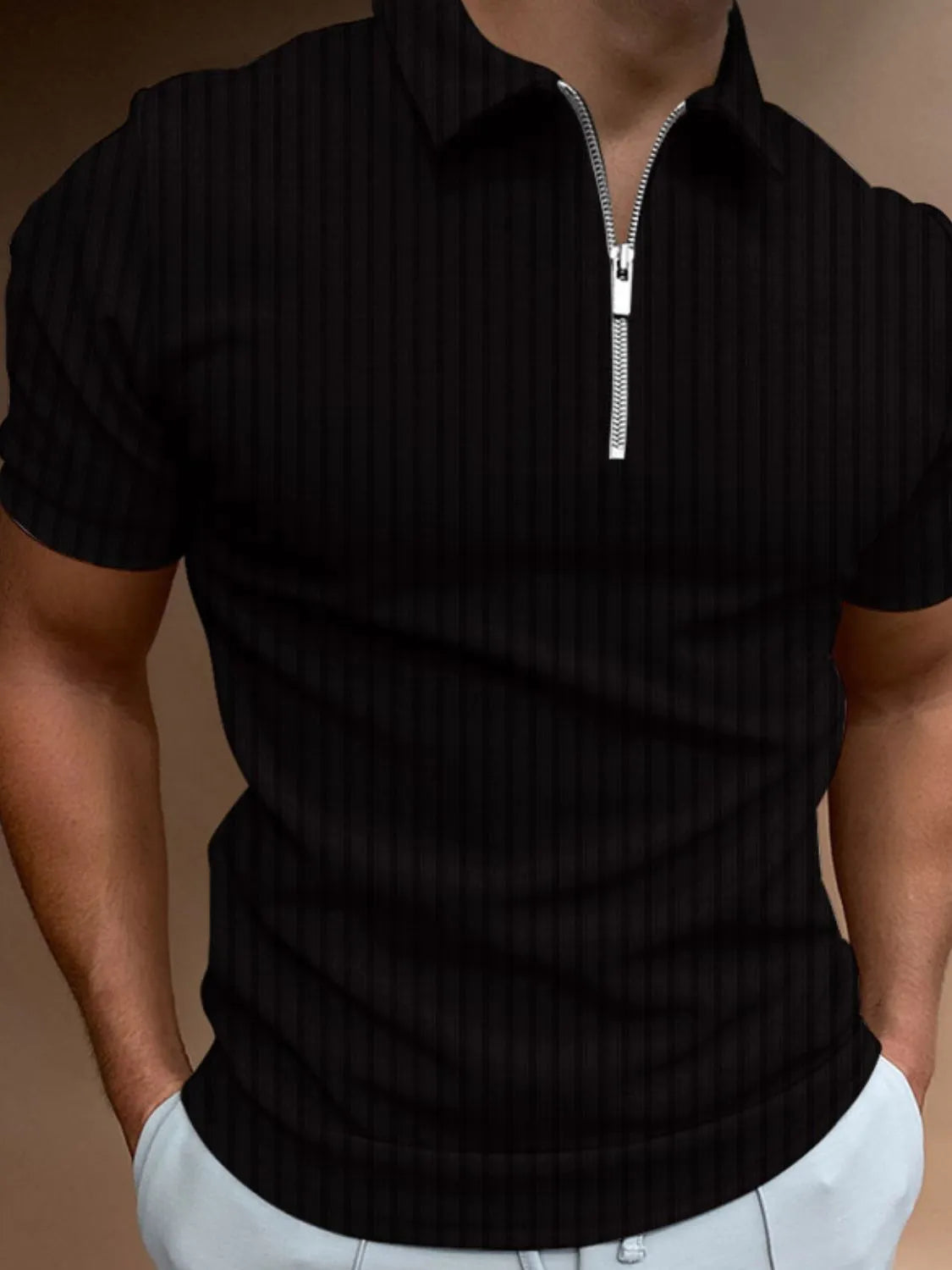 Men's Full Size Collared Neck Short Sleeve Polo Plus Size - Enfance-Heureuse