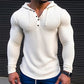 Men's Pullover Casual Long Sleeve T-shirt Waffler Slim Tops Sweat-shirt Solid Color Comfortable Mens Outdoor Streetwear S-3XL - Enfance-Heureuse