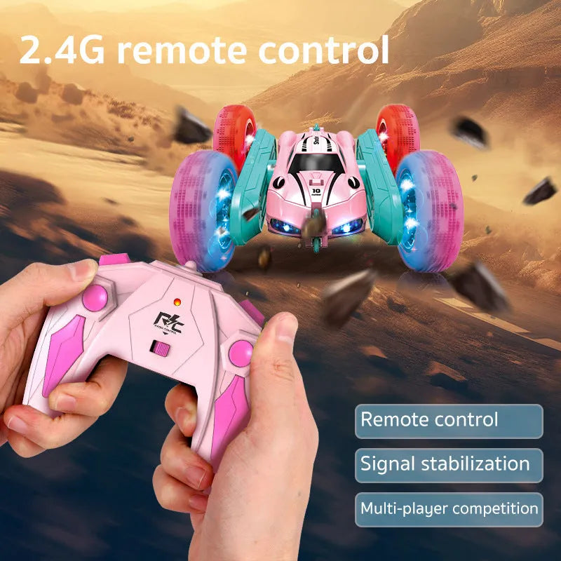 Remote Control Stunt Car Light Wheel Swing Arm Double-sided Rolling Car Toy - Enfance-Heureuse