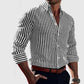 Ins Stripe Printed Long Sleeve Shirt Men Fashion Casual Lapel Button Top Clothing - Enfance-Heureuse