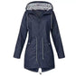 Womens Waterproof Raincoat Casual Basic Outdoors Drawstring Trench Lightweight Drawstring Jackets Hiking Clothes For Women - Enfance-Heureuse