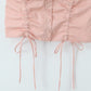 Women's Drawstring Lace Shell Button Fashionable All-match Short Top - Enfance-Heureuse