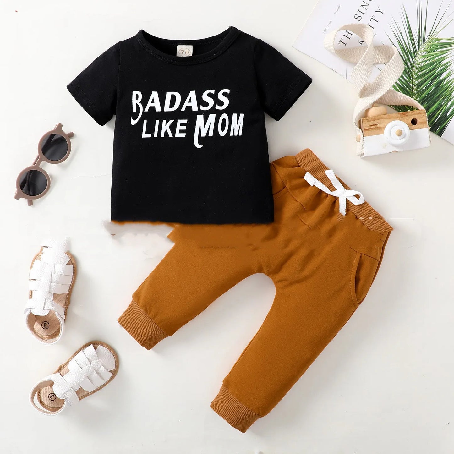 Children's Letter Fashion Short Sleeve Shorts Set - Enfance-Heureuse