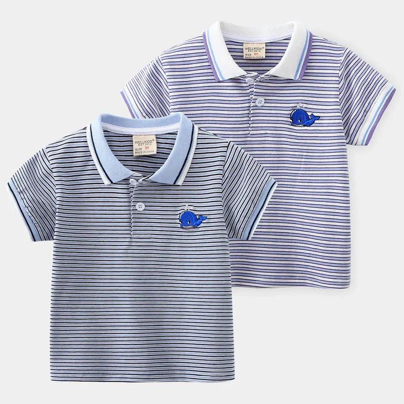 Enfants de Bande Dessinée À Manches Courtes Rayé T-shirt - Enfance-Heureuse